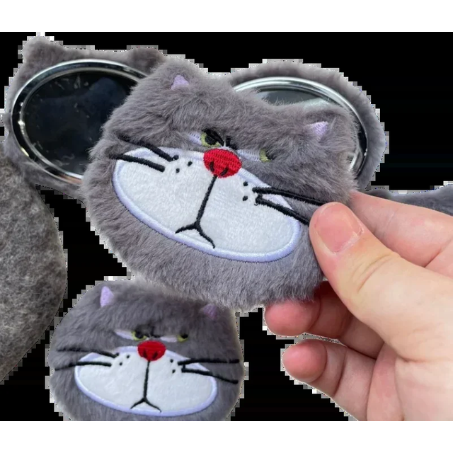 Lucifer Cat Small Round Mirror New Simple Cute Kawaii Anime Small Girl Exquisite Plush Single-sided Portable Makeup Mirror Gift