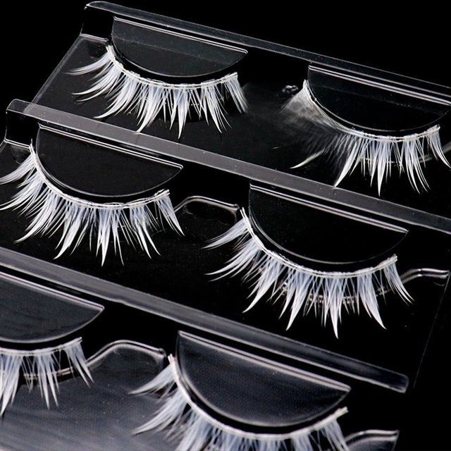DIY white eyelashes manga Cosplay Feather Lashes full strips False Eyelashes Natural Thin Band Little Devil Eyelashes cos makeup