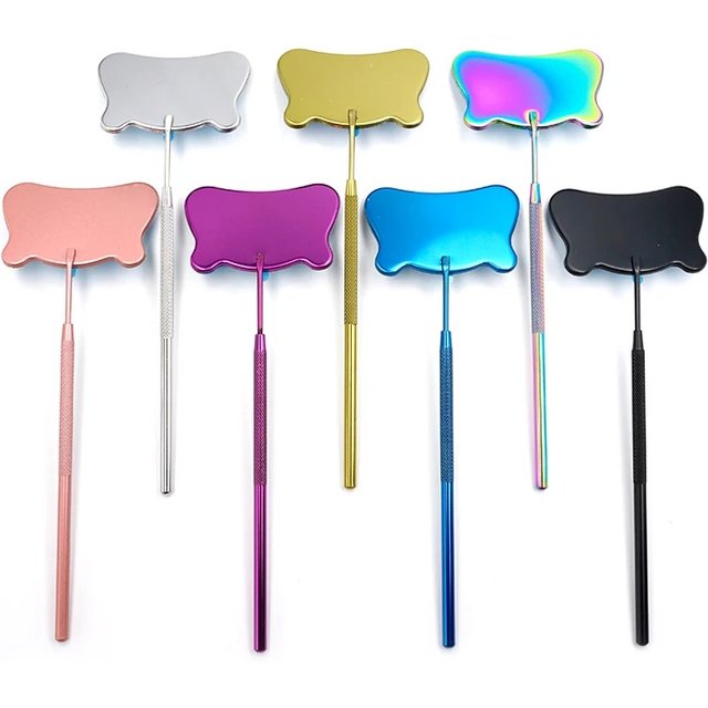 Multifunction Eyelash Mirror Stainless Steel Handle Eyelashes Extension Checking Mirror Beauty Makeup Grafting Tool