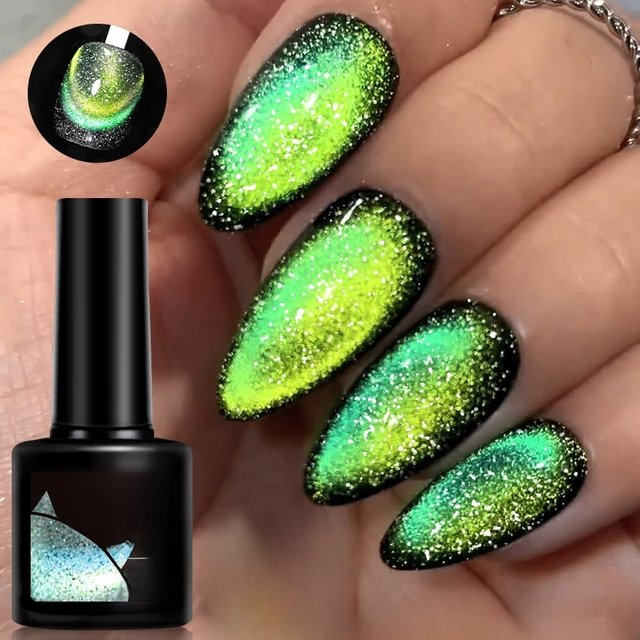 LILYCUTE 7ml Reflective Cat Magnetic Gel Nail Polish Dynamic Double Light Magnet Gel Polish Semi Permanent UV Gel For Nail Art