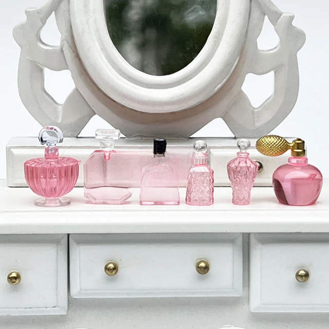 6Pcs/Set 1:12 Dollhouse Miniature Perfume Model Doll House Bedroom Bath Decor Toy Doll Fashion Makeup Accessories