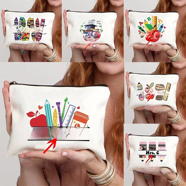 Teacher Name Custom Makeup Bag Best Graduation Gift for Teachers Pencil Case Back To School Gift for Teacher Women Purse
