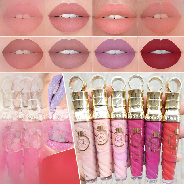 20 Colors Lipstick Waterproof Long Lasting Matte+Shimmer Mental Beauty Lip Gloss Nude Glitter Lip Gloss Beauty Red Lip Tint New
