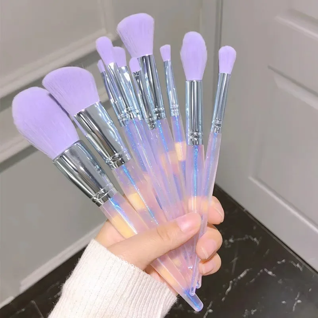 5-10Pcs Purple Makeup Brushes Set with Storage Bag Eye Shadow Powder Foundation Sculpting Highlighter Eyebrow Brush Professional