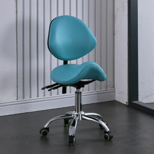 Adjustable Dental Practitioner Saddle Chair Rotating Barber Beauty Salon Makeup Stool with Backrest for Comfortable Use