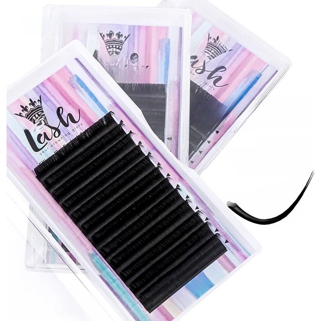 MASSCAKU Faux Mink Lash Ellipse Flat Eyelash Extension C/D Curl 0.15 0.20 0.25mm 8-18mm&mix Double Split Tips Makeup False Lash