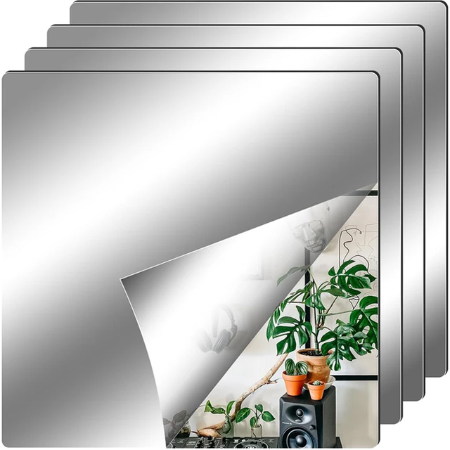 4/8/16Pcs Self-adhesive Acrylic Mirror Bathroom Shower Makeup Anti Fog Mirror Home DIY Decoration Tile Shaving Mirror Sticker