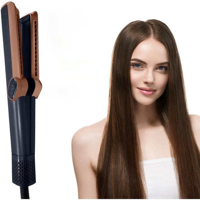 Professional 2in1 Hair Straightener and Dryer Heat-Up Flat Iron Straightener Dry and Wet Dual-purpose Straight Air Flow Blower