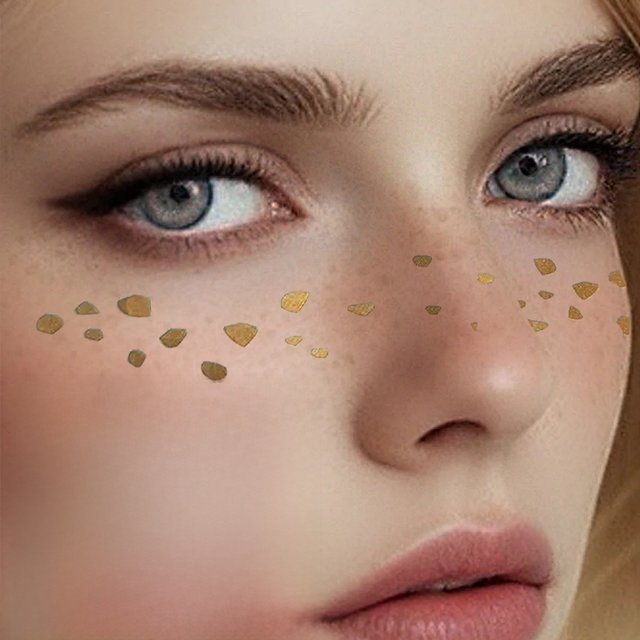 Waterproof Fake Freckle Stickers for women Moon Stars Gold Glitter Temporary Tattoo Stickers for Face Makeup for Music Party