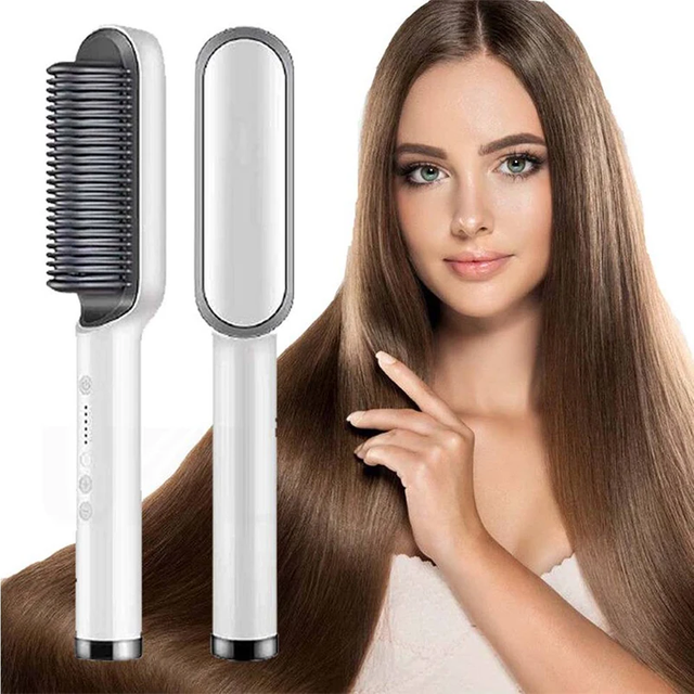 Hot Selling Professional Straight Hair Comb Portable Ceramic Coating Straight Hair Brush Salon Women'S Styling Tool