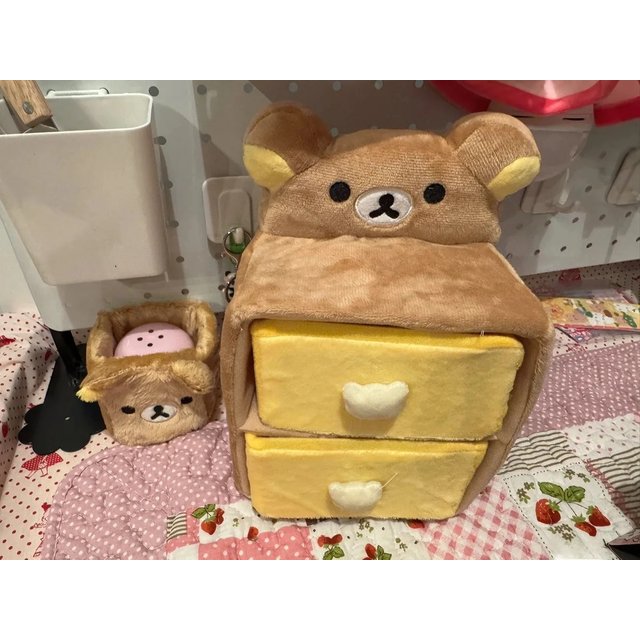 Cartoon Rilakkumas Holder Makeup Brush Eye Shadow Eyebrow Brush Pen Storage Kawaii Korilakkuma Bear Plush Storage Box Home Decor