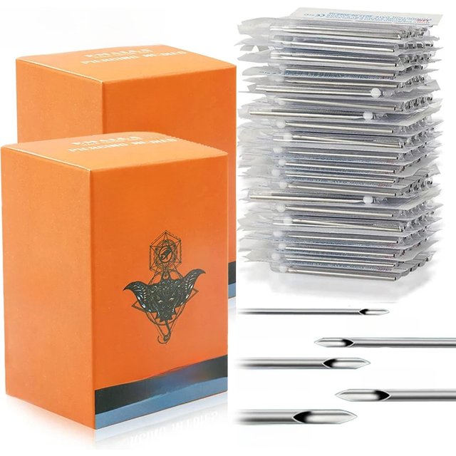 100/50/5pcs Disposable Piercing Needles 12G 14G 16G 18G 20G Ear Nose Navel Nipple Sterile Piercing Needle Permanent Makeup Tools