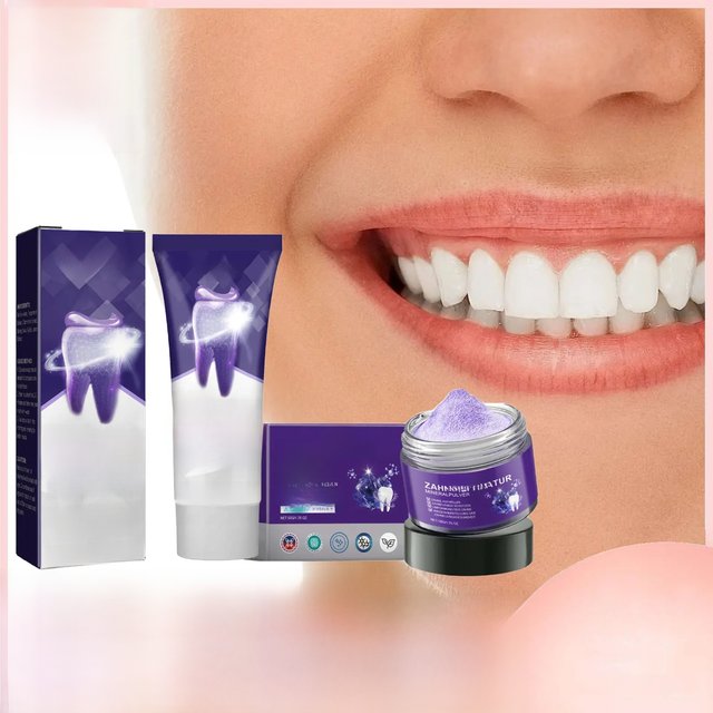 Purple Whitening Toothpaste Teeth Brightening Powder Deep Stain Remover Color Corrector No Sensitivity Brighter Smile Oral Care