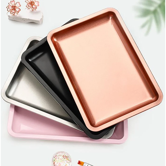 Stainless Steel Cosmetic Storage Tray Jewelry Tray Plate Doctor Surgical Tray Desktop Storage Tool Metal Fack Nail Art Tray