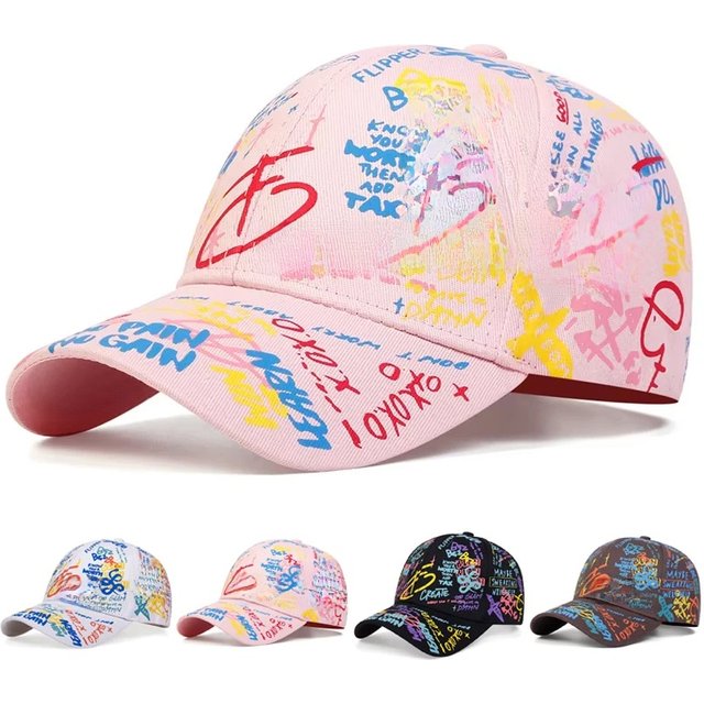 Unisex Colorful Printing Graffiti Baseball Caps Spring and Autumn Outdoor Adjustable Casual Hats Hip Hop Hat Sunscreen Hat