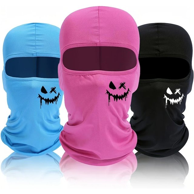 3pcs/2pcs/1pc Smiling Face Print Ski Mask Balaclava Face Mask for men Women UV Protection Windproof Scarf for Snowboard