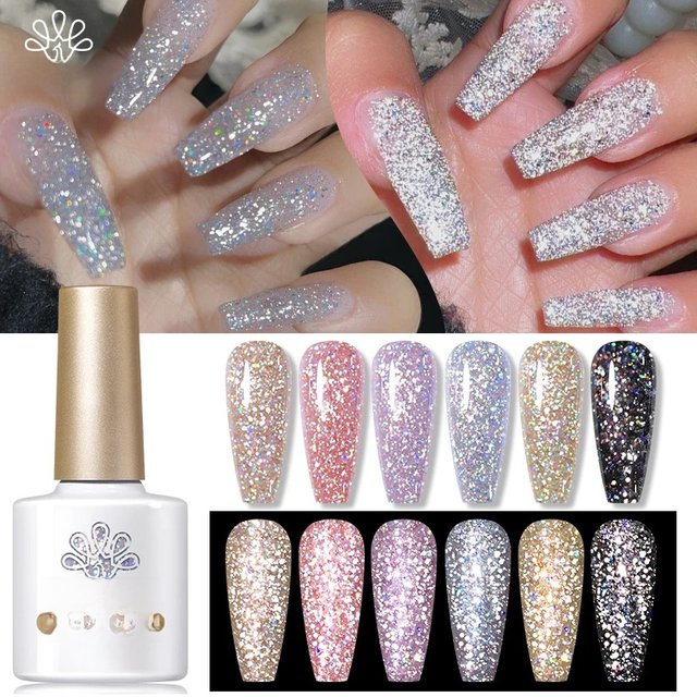 BORN PRETTY 10ml Glitter Reflective Gel Nail Polish for Design Christmas Nails Sparkling Shine Varnis Semi Permanent Nail Gel