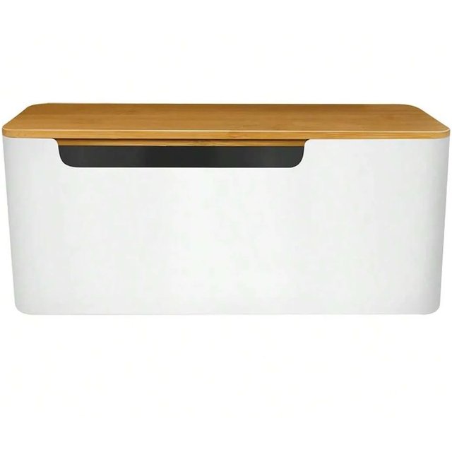Cable Management Box with Bamboo Lid for Extension Cord Power Stripe Surge Protector Wire Concealer Organizer Cover Hider
