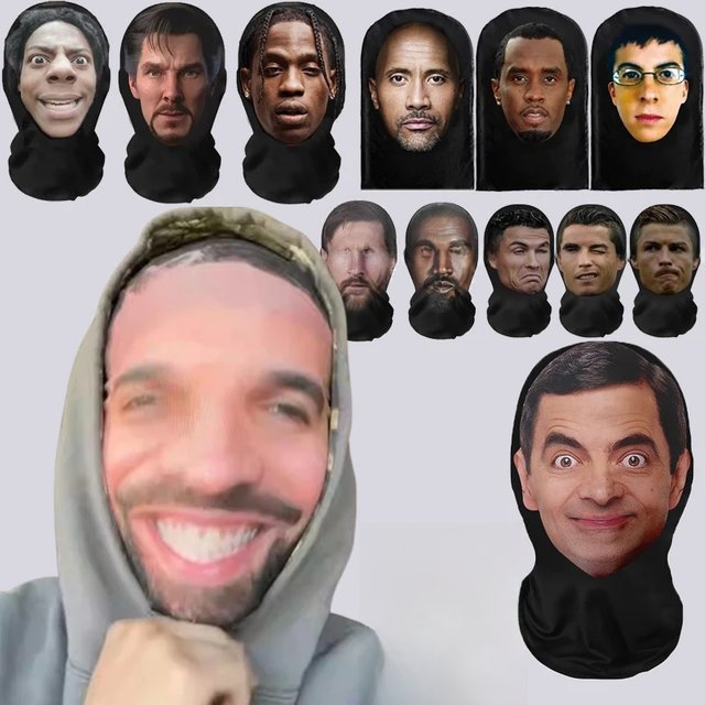 3D Celebrity Printed Realistic Face Mask Stretch Mesh Full Face Mask Men Role Play Headdress Hip Hop Balaclava Cosplay Mask