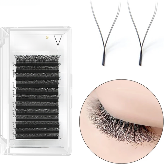 LAGEE Y Shape Mesh YY Lashes L LU M Curl Hand Woven Eyelash Extensions Premade 4D Bloom Cross False Eyelash Makeup from Nagaraku