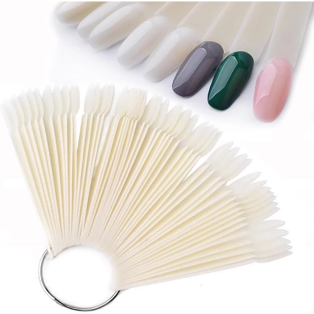 50Pcs False Tips For Nail Art Display Clear Nature Black Acrylic Fan Swatch Gel Nail Polish Showing Shelf Practice Manicure Tool