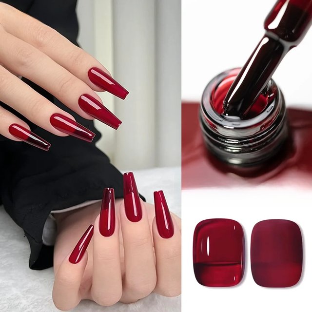 CANNI Gel Nail Polish Blood Red Clear Jelly Red Gorgeous Color HEMA FREE Soak Off UV LED Semi Permanent Long Wear TopGel Varnish