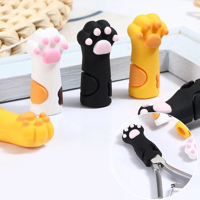 Cute Elastic Cat Claw Silicone Tweezers Guard Anti-Slide Cuticle Nipper Protective Sleeve for Nail Care