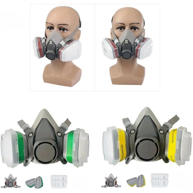 6200 Gas mask 7-in-1/15-in-1 reusable half face mask with filter, suitable for painting, welding, woodworking, and organic vapor