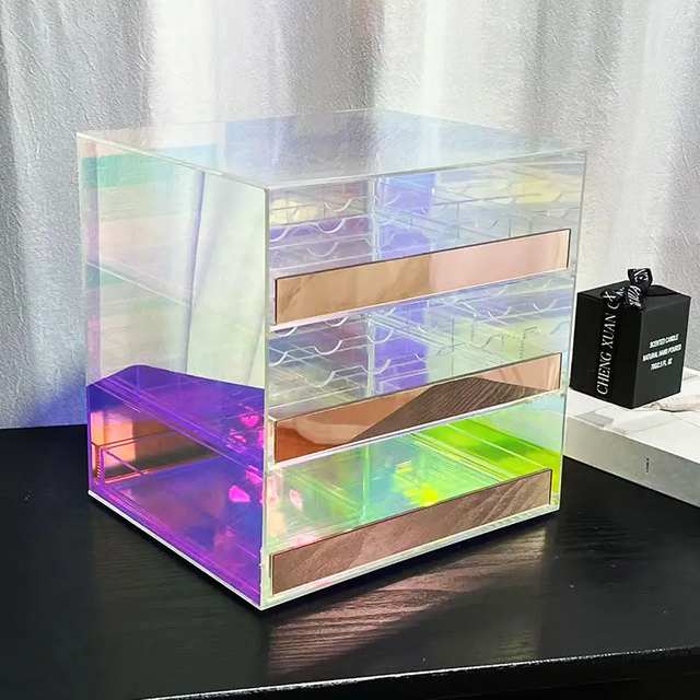 Rainbow Acrylic Cosmetics Air Cushion Storage Box Desktop Multi layer Drawer Dressing Table Skincare Product Lipstick Dust Proof