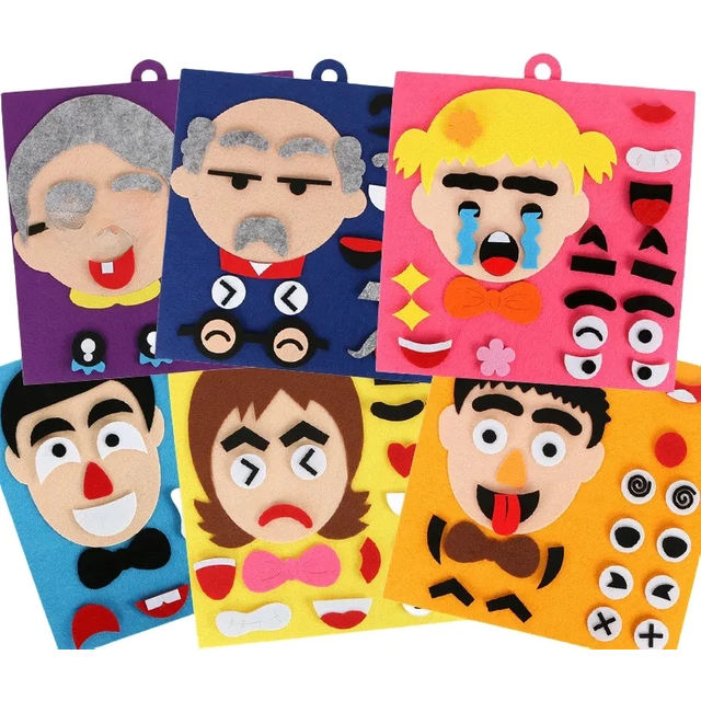 DIY Emotion Change Puzzle Toys Creative Facial Expression Kids Learning Educational Toys For Children Funny Set Fun Gift
