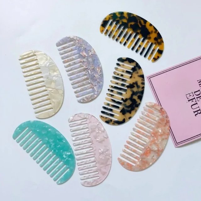 Korean Half Round Anti-static Hair Combs Wide Teeth Acetate Hair Brushes Outside Colorful Hairdressing Salon Styling Accessories