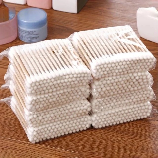 100pcs/500pcs Dual-Ended Cleaning Swabs ,Strong Wooden Stick, Suitable For Makeup Or Ear Cleaning, Disposable Double-Ended