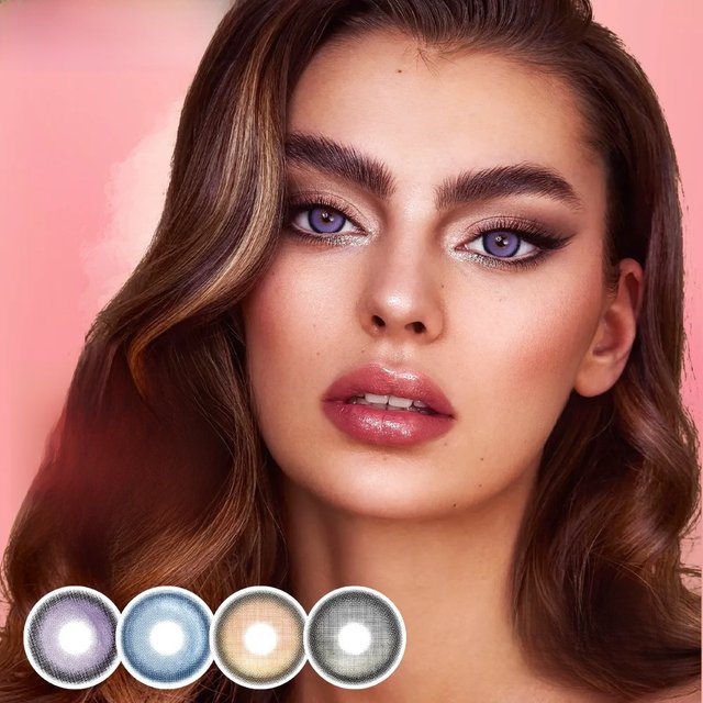 UYAAI 1 Pair Violet Color Contact Lenses Large 14.5mm 2yk Korean Style Eye Lenses Blue Eye Colorcon Beauty Pupil Makeup 1Year