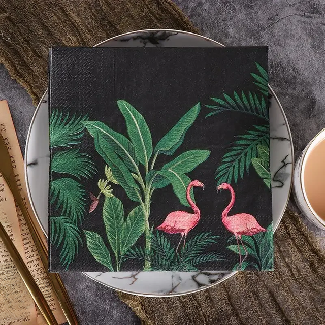 Colorful Printing Napkins Wedding Decoration Paper Pure Wood Pulp Facial Tissue Flamingo Wine Glass Folding Paper 20pcs/pac 33cm