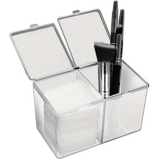 2-Grids Nail Storage Box, Nail Polish Remover Pad Storage Container, Cosmetic Storage Box Organizer, Cotton Film Box, Suitable for