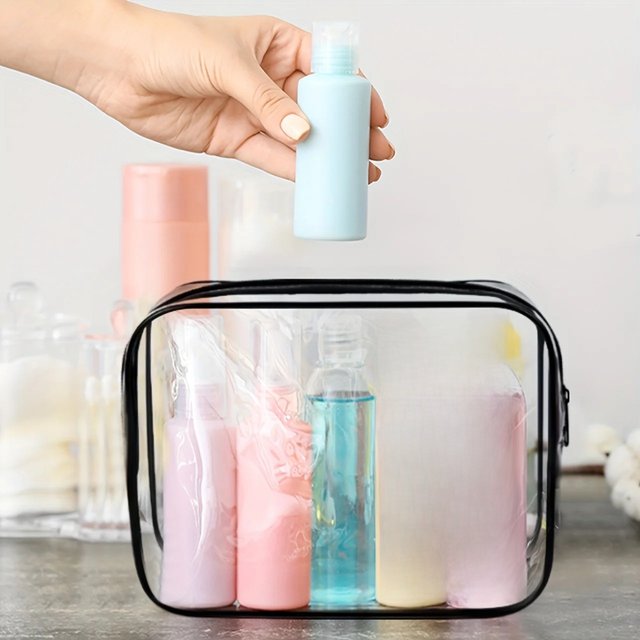 TSA Approved Clear Toiletry Bag - Durable PVC Travel Makeup Cosmetic Organizer with Zipper Closure, Travel Accessorie
