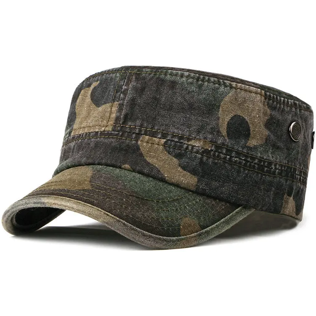 Vintage Camouflage Hats for men Women Spring Summer Flat Top Baseball Caps Outdoor Camo Cadet Combat Fishing Cap Sunscreen Cap