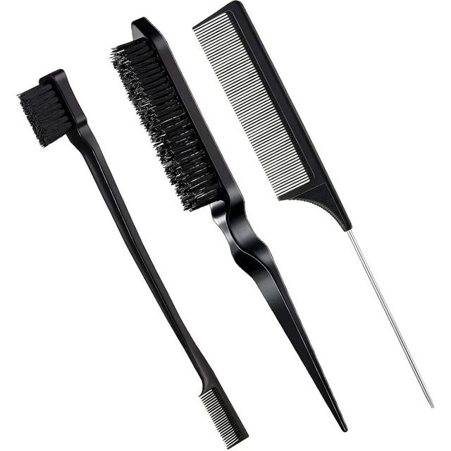 3-Piece Hair Styling Comb Set with Triple Tear Hair Brush, Mouse Tail Comb Edge Brush, Salon Hair Styling Tool, Hair Tail Tool