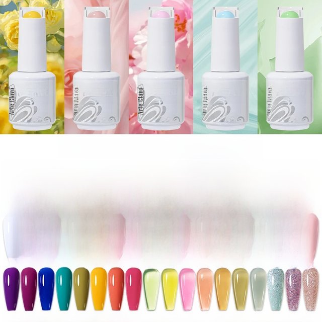 Arte Clavo 404 Colors 15ml Pink Jelly Gel Glitter Soak Off UV LED Gel Nail Polish Varnis Semi Permanent For DIY Design Varnishes