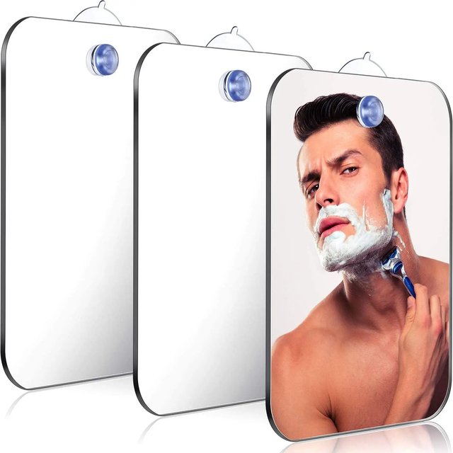 Acrylic Anti Fog Mirror Shower Shaving Fogless Mirror Washroom Travel Accessories for women Makeup Man Shaving Bathroom Tools