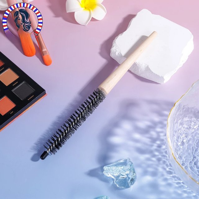 1pcs/2pcs Household Small Round Hair Brush Mini Round Wooden Hair Brush Nylon Bristles Hair Brush Hairdressing Brush