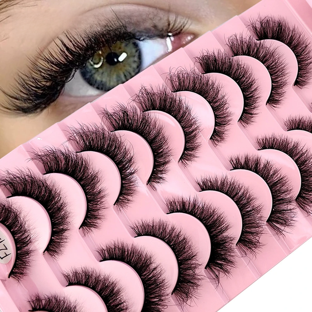 10 Pairs Faux Mink Eyelashes Handmade False Eyelashes Natural Nude Makeup Simulation Cross Messy Eye 3D Curly Eyelashes