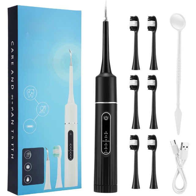 Electric Teeth Cleaner 6-gear Modes Portable Toothbrush Tartar Remover High Frequency Vibration Tartar Cleaning Whitening Teeth