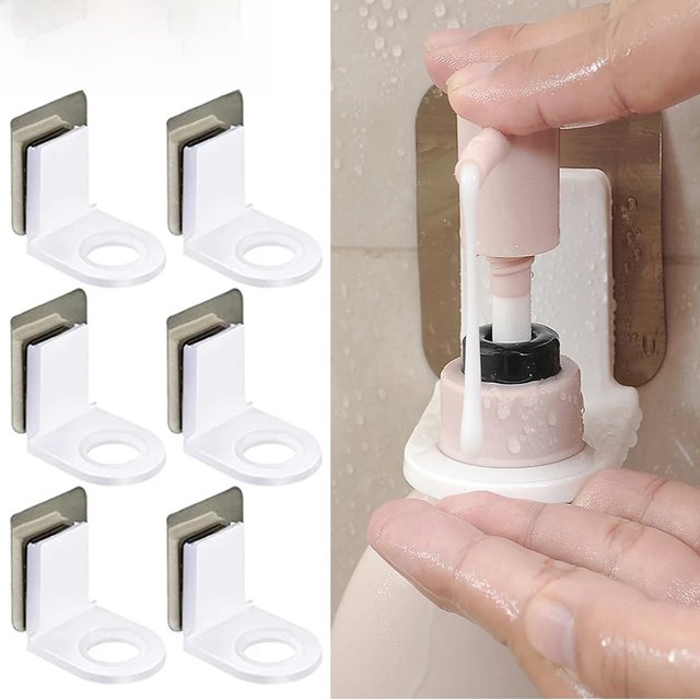 Wall Mounted Traceless Hooks Shampoo Bottle Shelf Liquid Soap Shower Gel Organizer Hook Holders Hanger Bathroom Accessories