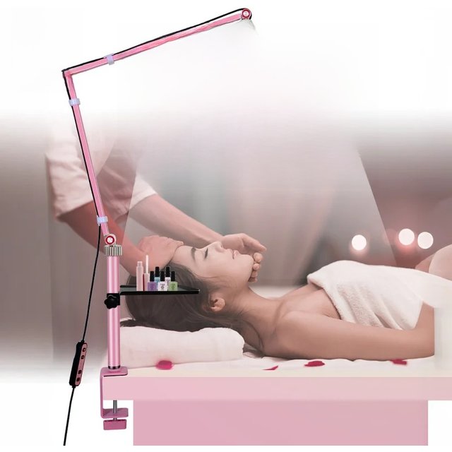 2025 Free Logo 24W 16inch Clamp Desktop Cosmetic Fill LED Eyelash Extension Half Moon Lamp Lashes Studio Light for Beauty Tattoo