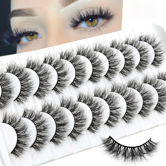 Visofree 3/5/10 Pairs Natural False Eyelashes Fake Lashes Long Makeup 3D Mink Lashes Extension Eyelash Mink Eyelashes for Beauty