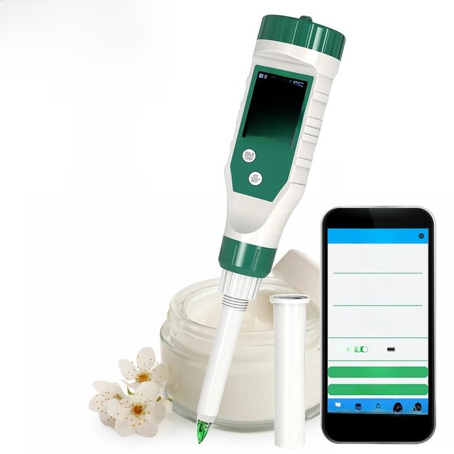 Yieryi Digital pH Meter for Cosmetic LED Smart Bluetooth pH Pocket Tester Portable PH/Temp Tester with 0.01 Accuracy Replaceable