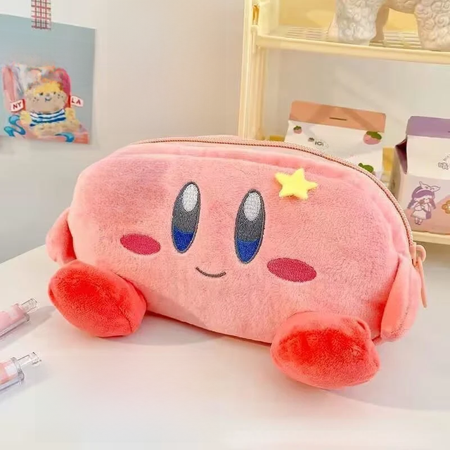 Kirby Pencil Pouch Plush Pencil Case Stationery Box Cartoon Organizer Makeup Bag Girl Cute Soft Stationery Bag Coin Cosmetic Bag