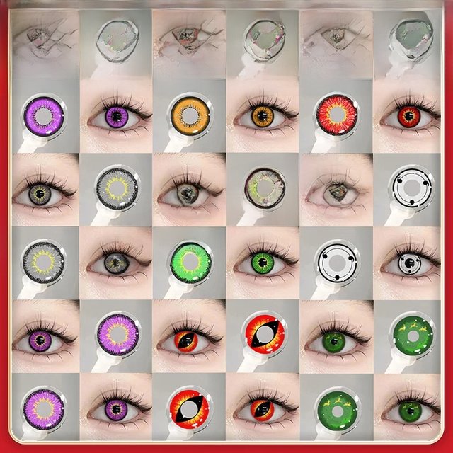 MILL CREEK 1 Pair Halloween Cosplay Red Contact Lenses Color Contact Lenses Anime Green Grey Contact Lenses Yellow Pupils Makeup