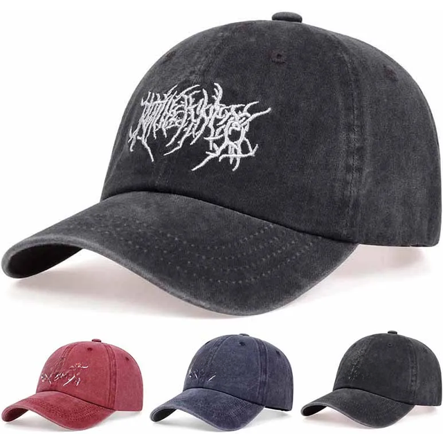 Unisex Geometric Embroidery Wash Baseball Caps Spring Autumn Outdoor Adjustable Casual Hats Sunscreen Hat
